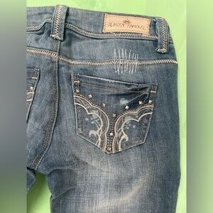 LOW RISE VINTAGE Y2K Women’s Dark Blue Studded Pocket Jeans SIZE 0 JUNIORS